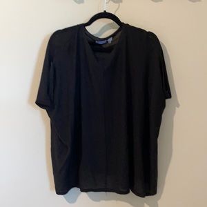 Draped Black Sheer Lightweight Blouse Top Sz Onesize